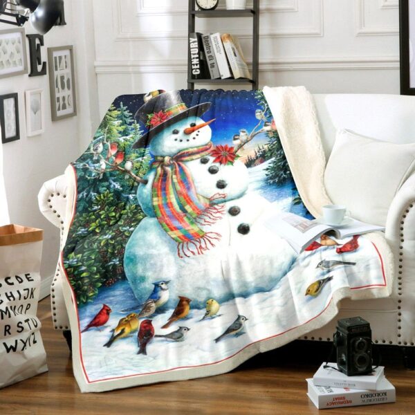 Snowman Fleece Blanket Sherpa Blanket