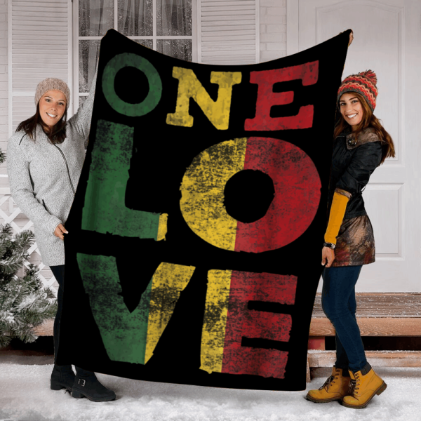 One Love Rasta Reggae Fleece Blanket Sherpa Blanket