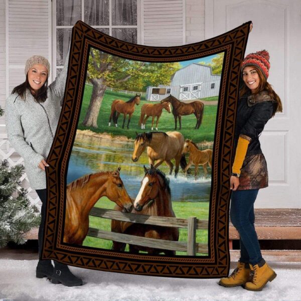 Horse Fleece Blanket Sherpa Blanket