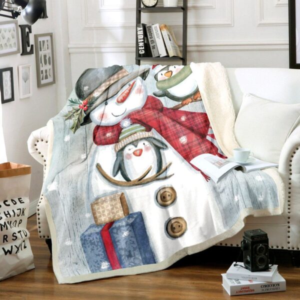 Snowman Fleece Blanket Sherpa Blanket