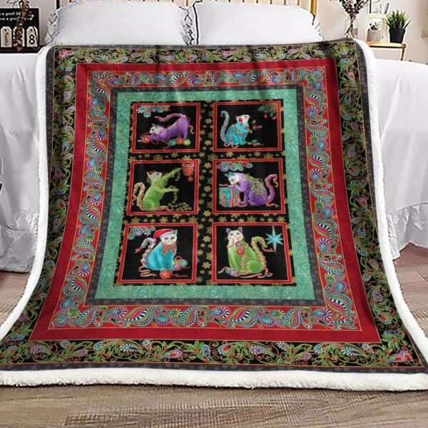 Cat Christmas Fleece Blanket Sherpa Blanket