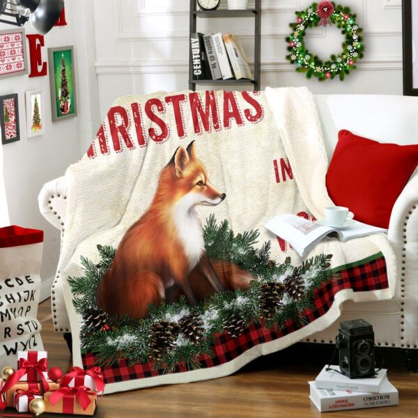 Christmas In The Wood Fleece Blanket Sherpa Blanket