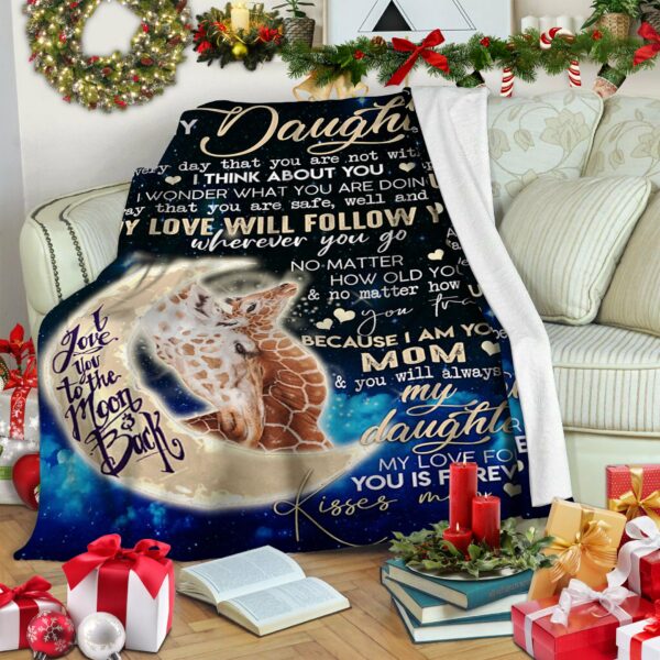 Giraffe Mom To Daughter Fleece Blanket Sherpa Blanket