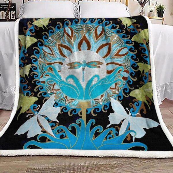 Mandala Dragonfly Butterfly Fleece Blanket Sherpa Blanket