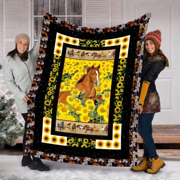 Horse Baby Sunflower Fleece Blanket Sherpa Blanket