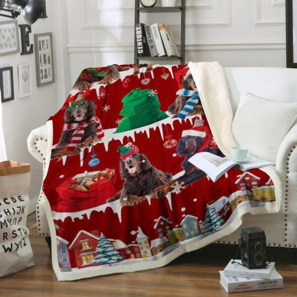 Gordon Setter Snow Christmas Fleece Blanket Sherpa Blanket