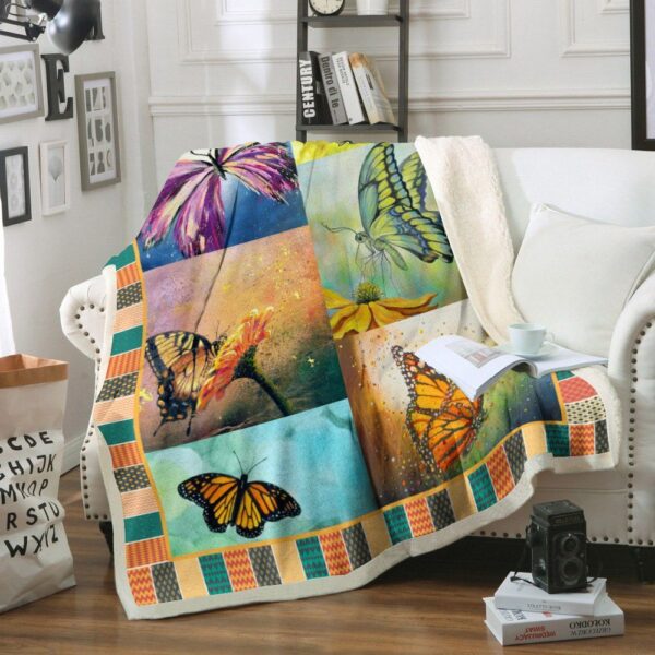 Butterfly Fleece Blanket Sherpa Blanket