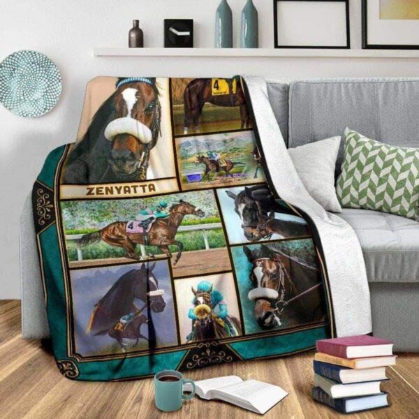 Horse Racing Fleece Blanket Sherpa Blanket