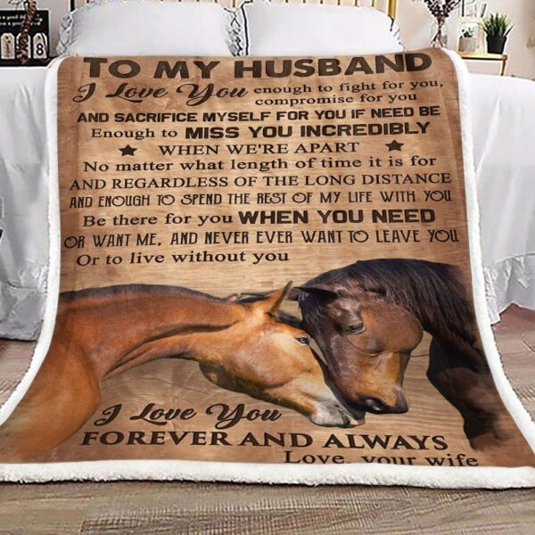 Horse To My Husband Fleece Blanket Sherpa Blanket