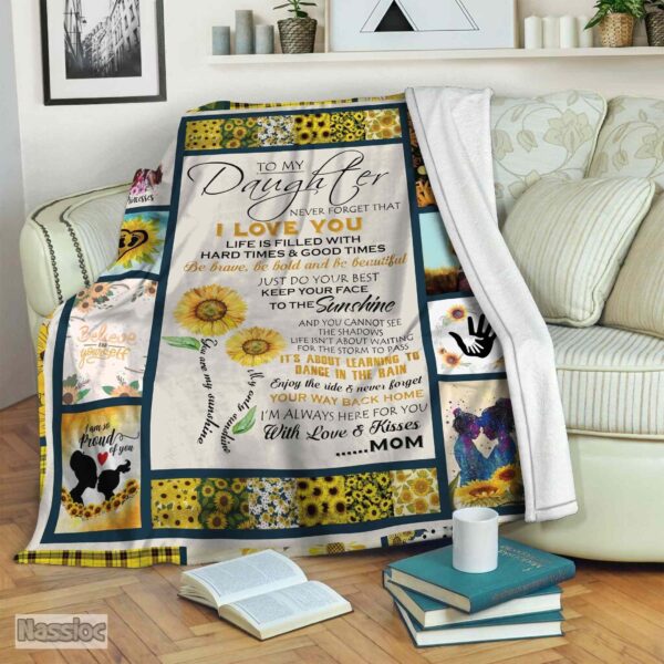 To My Daughter Sunflower Fleece Blanket Sherpa Blanket