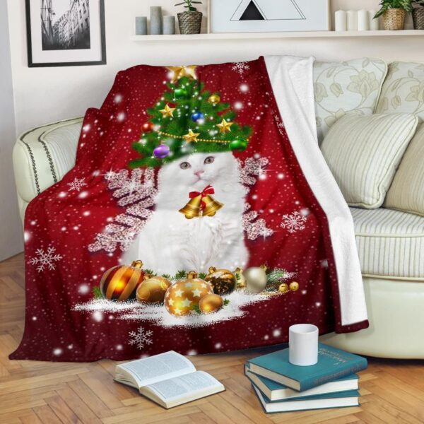 Christmas Snow Cat Fleece Blanket Sherpa Blanket