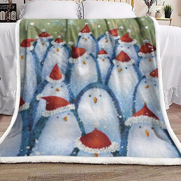 Christmas Penguin Fleece Blanket Sherpa Blanket