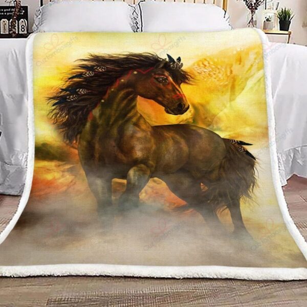 Native Spirit Horse Fleece Blanket Sherpa Blanket