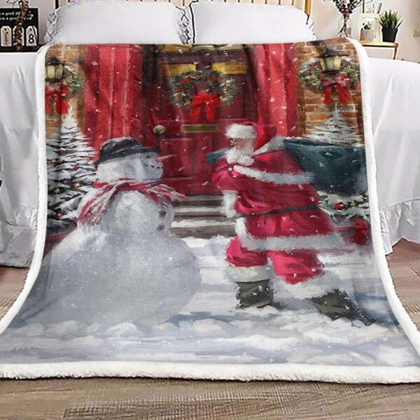Santa Claus Snowman Christmas Fleece Blanket Sherpa Blanket