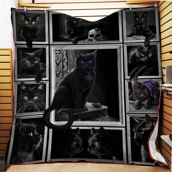 Cat Black Fleece Blanket Sherpa Blanket