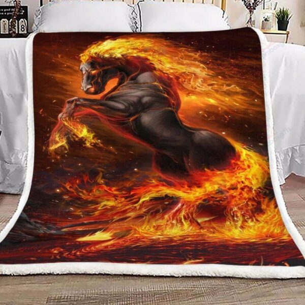 Horse Fire Fleece Blanket Sherpa Blanket