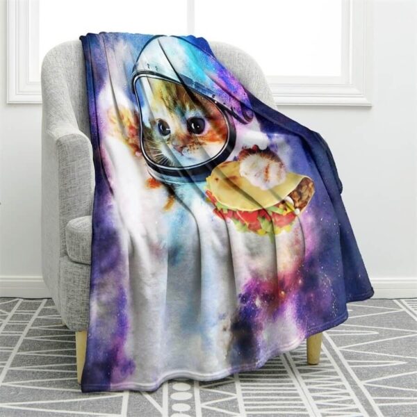Cat Astronaut Nebula Galaxy Pancake Fleece Blanket Sherpa Blanket