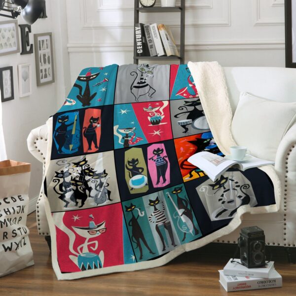 Cat Music Fleece Blanket Sherpa Blanket