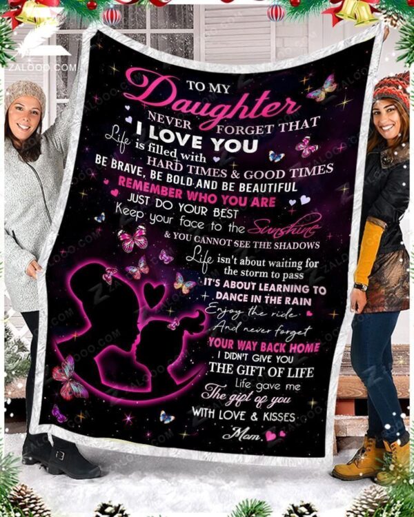 Family To My Daughter With Love Kisses Fleece Blanket Sherpa Blanket