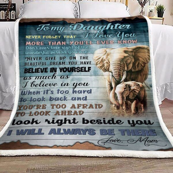Elephant To My Daughter Love Mom Fleece Blanket Sherpa Blanket