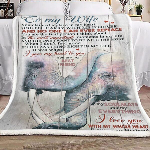 Elephants To My Wife Fleece Blanket Sherpa Blanket