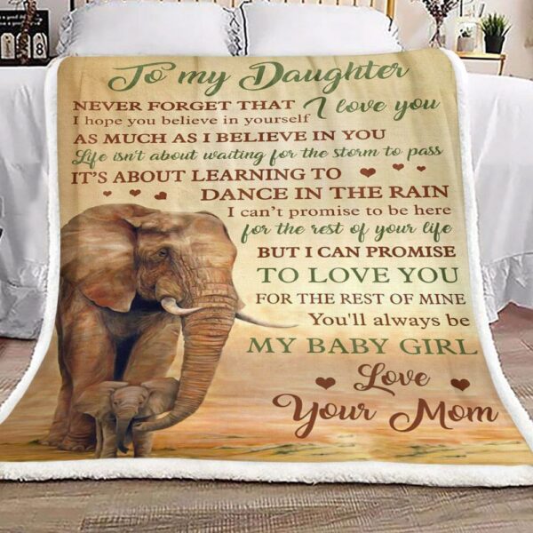 Elephant To My Daughter Your Mom Fleece Blanket Sherpa Blanket