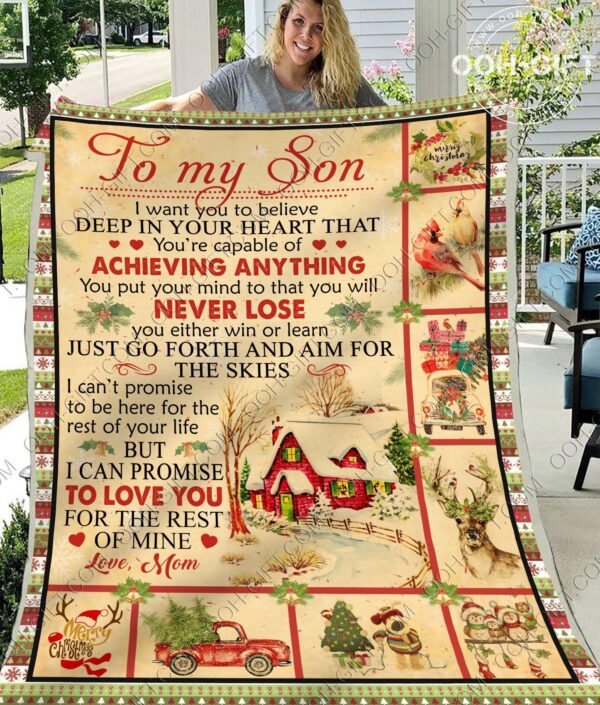 To My Son Mom Chrismas Fleece Blanket Sherpa Blanket