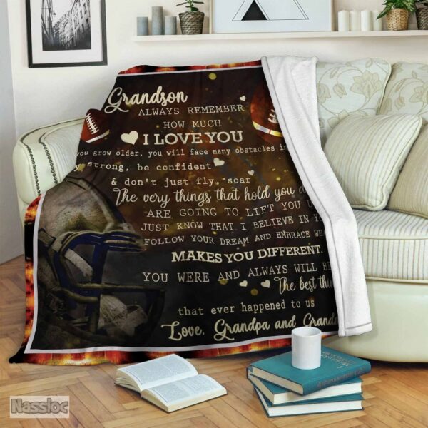To Our Football Grandson Fleece Blanket Sherpa Blanket