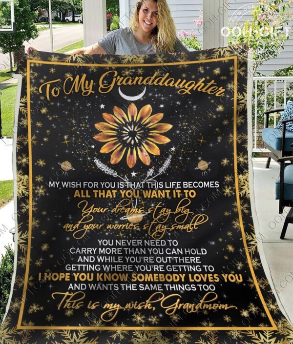 To My Granddaughter Grandmom Fleece Blanket Sherpa Blanket
