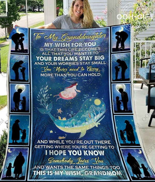 To My Granddaughter Grandmom Whale Fleece Blanket Sherpa Blanket