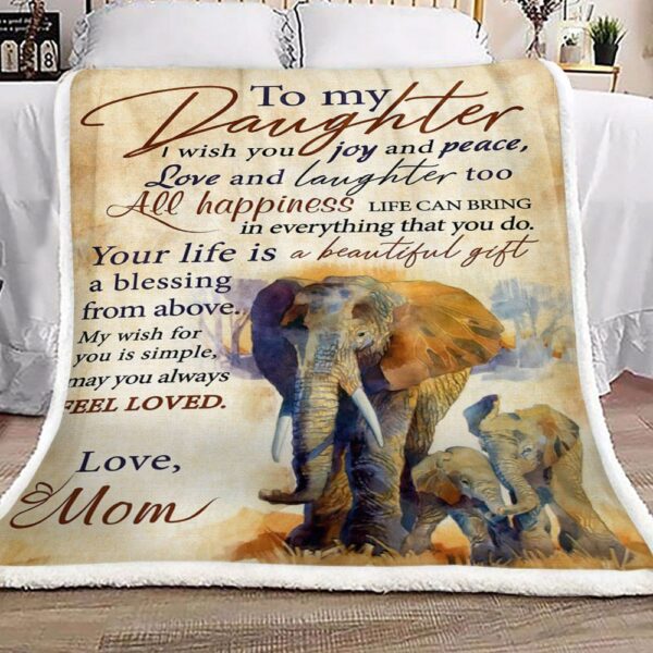 Elephant To My Daughter Love Mom Fleece Blanket Sherpa Blanket