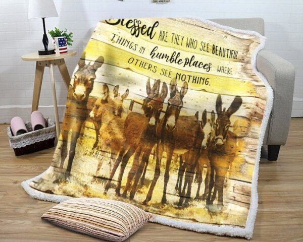 Donkey Blessed Fleece Blanket Sherpa Blanket