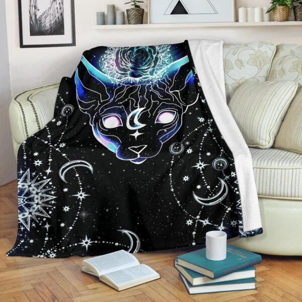 Moon Cat Fleece Blanket Sherpa Blanket