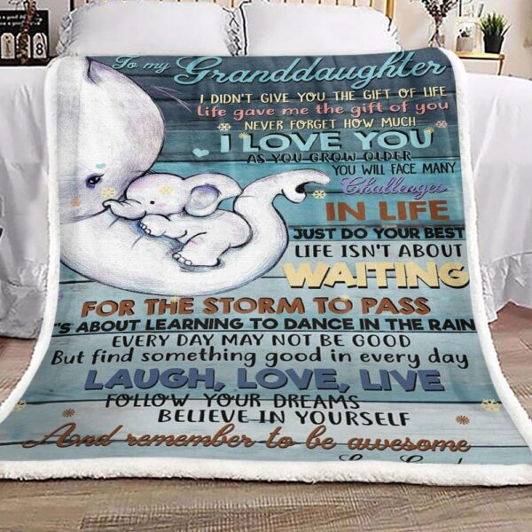 Elephant To My Granddaughter From Grandma Fleece Blanket Sherpa Blanket