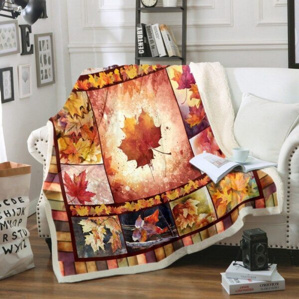 Maple Leaves Fleece Blanket Sherpa Blanket
