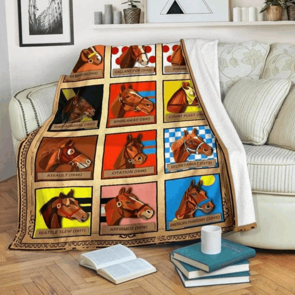 Horse Racing Fleece Blanket Sherpa Blanket