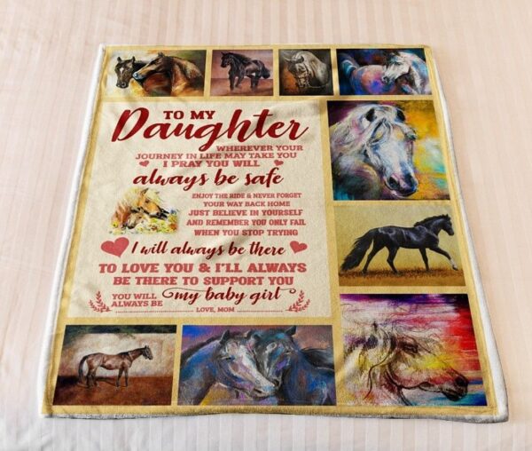 To My Daughter Horse Fleece Blanket Sherpa Blanket