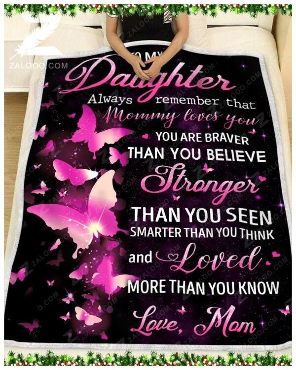 To My Daughter Mom Fleece Blanket Sherpa Blanket