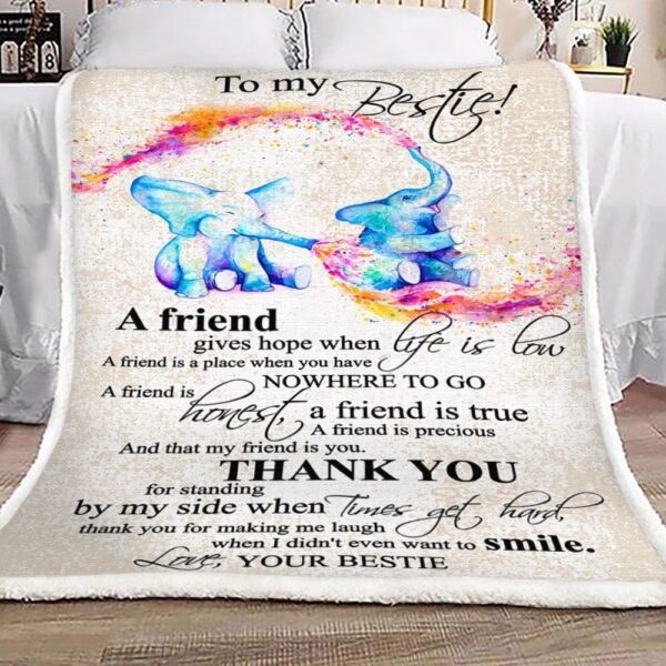 To My Bestie Elephant Fleece Blanket Sherpa Blanket