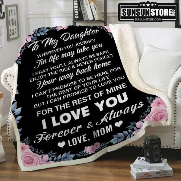 To My Daughter Mom Black Fleece Blanket Sherpa Blanket