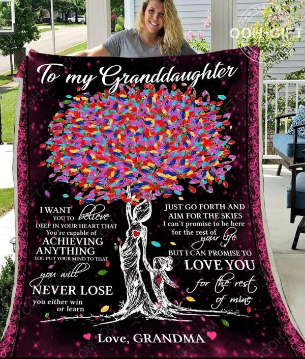 To My Granddaughter Grandma Fleece Blanket Sherpa Blanket