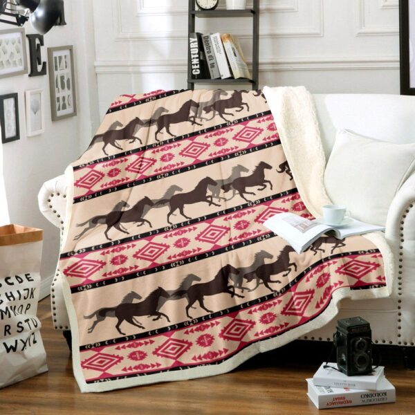 Rustic Horse Fleece Blanket Sherpa Blanket