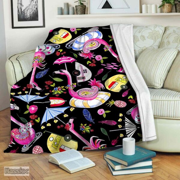 Flamingo Fleece Blanket Sherpa Blanket