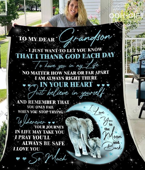 To Grandson Elephant Fleece Blanket Sherpa Blanket