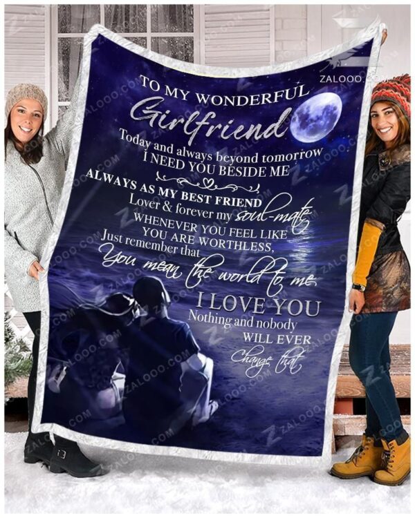 Girlfriend You Mean The World To Me Fleece Blanket Sherpa Blanket