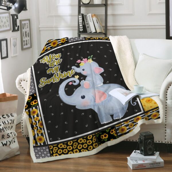 Elephant You Are My Sunshine Fleece Blanket Sherpa Blanket