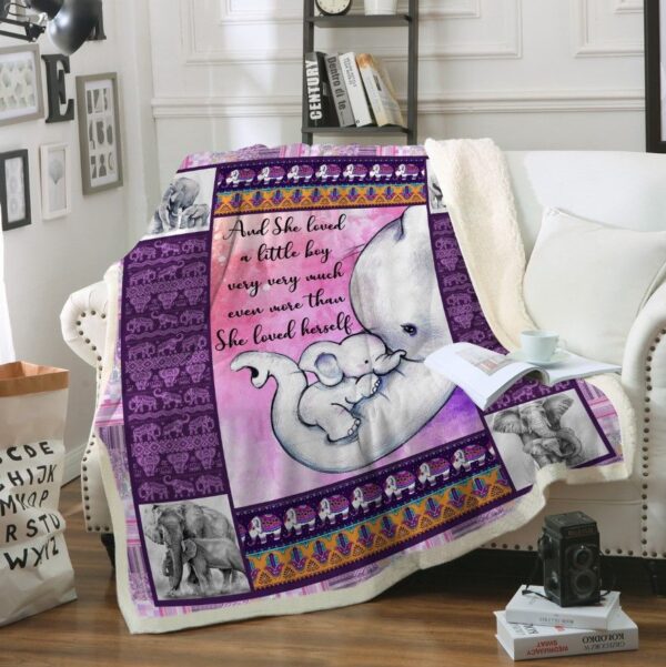 Elephant Loved A Little Boy Fleece Blanket Sherpa Blanket