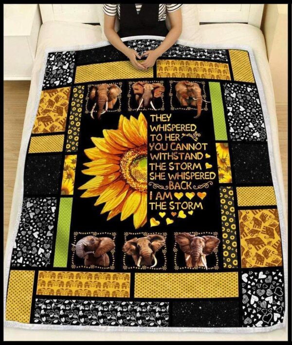 Sunflower Elephant They Whisper Fleece Blanket Sherpa Blanket