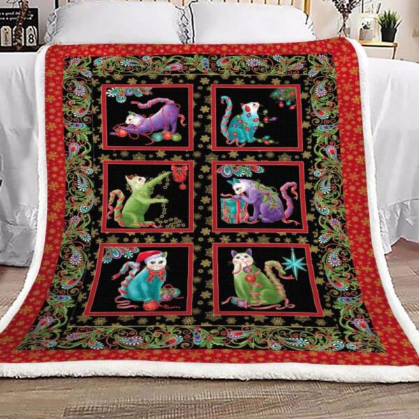 Cat Winter Christmas Fleece Blanket Sherpa Blanket