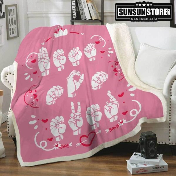 Pink Best Mom Ever Asl Fleece Blanket Sherpa Blanket